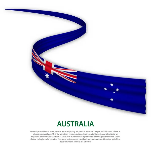 Ruban Bannière Avec Drapeau Australie Modèle Pour Conception Affiche Journée — Image vectorielle