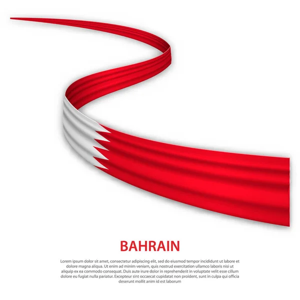 Nastro Sventolante Banner Con Bandiera Del Bahrein Modello Design Del — Vettoriale Stock