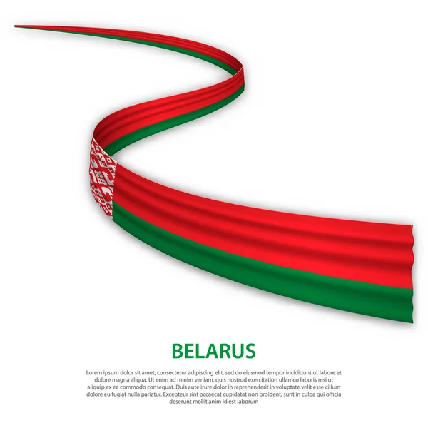 stock vector Waving ribbon or banner with flag of Belarus. Template for independence day poster design