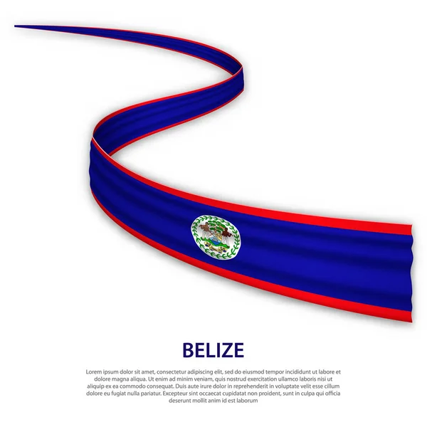 Machająca Wstążka Lub Sztandar Flagą Belize Szablon Projektowania Plakatów Dni — Wektor stockowy