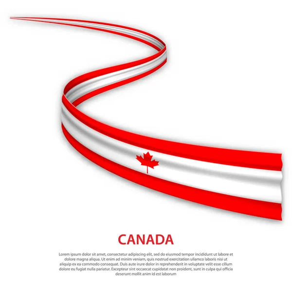 カナダの旗でリボンやバナーを振ってください 独立記念日ポスターデザインのテンプレート — ストックベクタ