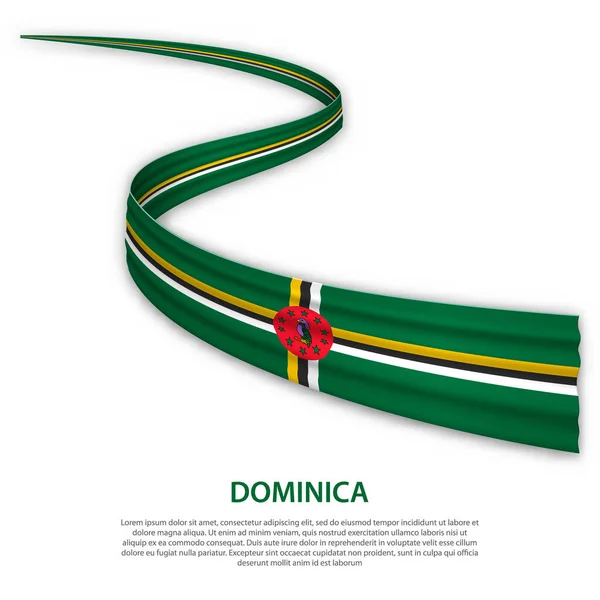 Viftar Band Eller Banner Med Flagga Dominica Mall För Oberoende — Stock vektor