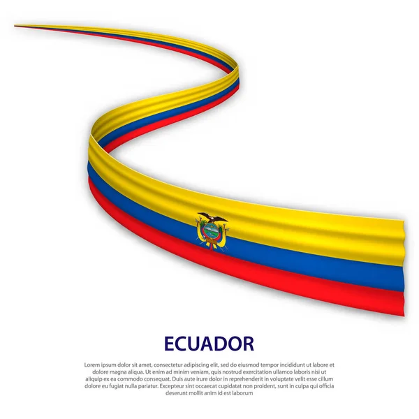 Розмахуючи Стрічкою Або Прапорами Прапором Еквадору Дизайн Постеру Нагоди Здобуття — стоковий вектор