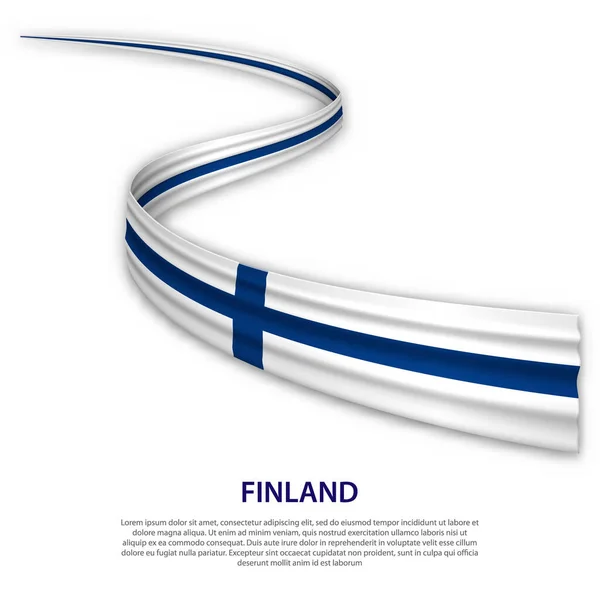 Zwaaiend Lint Spandoek Met Vlag Van Finland Model Voor Het — Stockvector