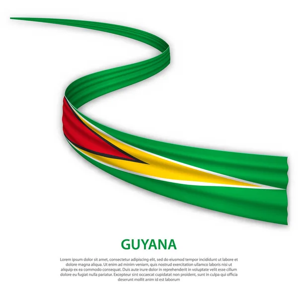 Viftar Band Eller Banderoll Med Guyanas Flagga Mall För Oberoende — Stock vektor