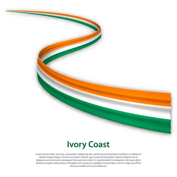 Waving Ribbon Banner Flag Ivory Coast Template Independence Day Poster — Stock Vector