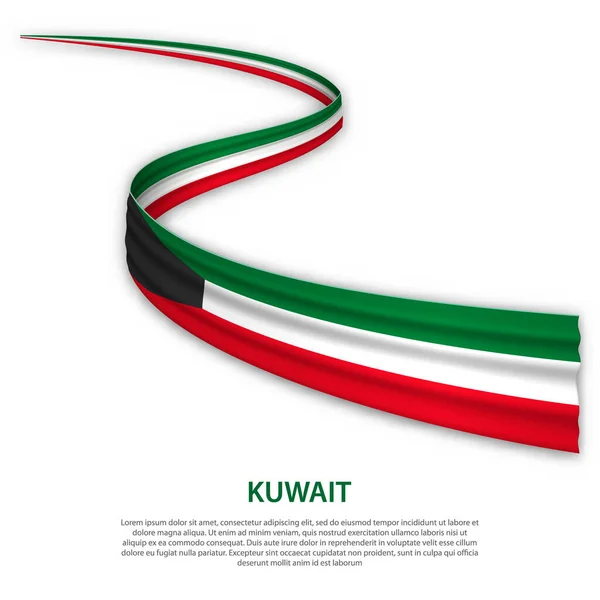 Viftar Band Eller Banderoll Med Flagga Kuwait Mall För Oberoende — Stock vektor