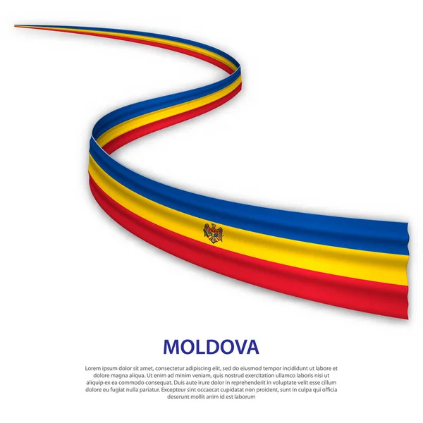 Fita Ondulante Bandeira Com Bandeira Moldávia Modelo Para Projeto Cartaz —  Vetores de Stock