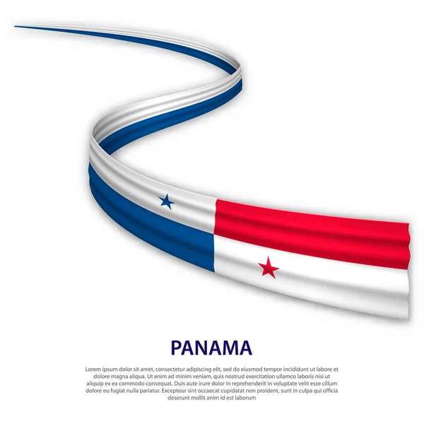 带巴拿马国旗的飘扬的带子或横幅 独立日海报设计模板 — 图库矢量图片