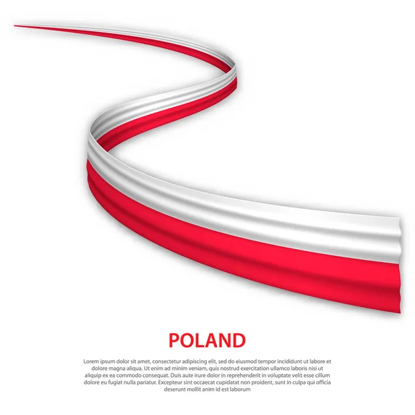 リボンや旗をポーランドの旗で振ってください 独立記念日ポスターデザインのテンプレート — ストックベクタ