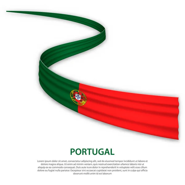 Fita Ondulante Bandeira Com Bandeira Portugal Modelo Para Projeto Cartaz —  Vetores de Stock