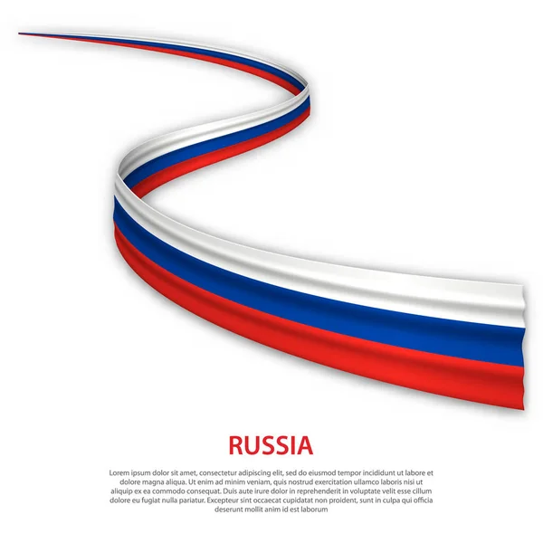 Zwaaiend Lint Spandoek Met Vlag Van Rusland Model Voor Het — Stockvector