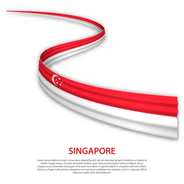 Ruban Bannière Avec Drapeau Singapour Modèle Pour Conception Affiche Journée — Image vectorielle
