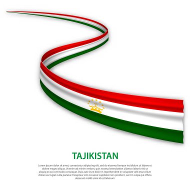 Tacikistan bayrağıyla kurdele ya da bayrak sallıyor. Bağımsızlık Günü poster tasarımı için şablon