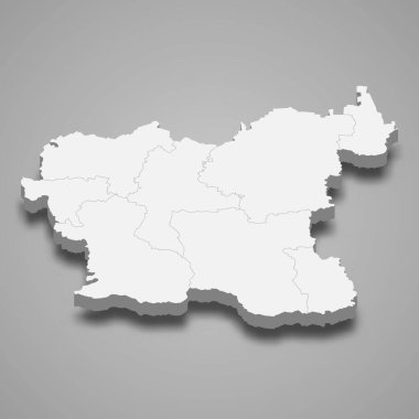 Lovech 'in 3d izometrik haritası Bulgaristan' da gölgeli bir ildir.