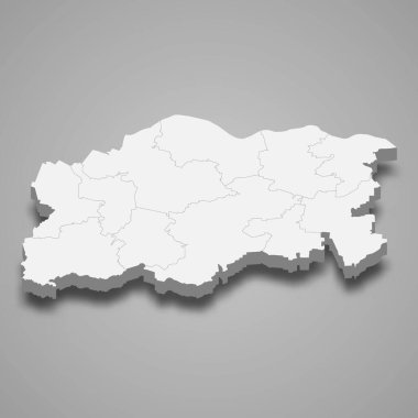Plevne 'nin 3d izometrik haritası Bulgaristan' da gölgeli bir ildir.
