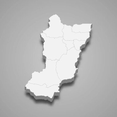 3d izometrik Zamora Chinchipe, Ekvador 'un gölgeli bir vilayeti.