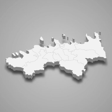 Harju ilçesinin 3d izometrik haritası Estonya 'nın gölgeli bir bölgesidir.