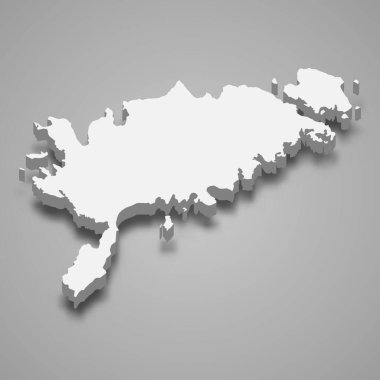 Saare ilçesinin 3d izometrik haritası Estonya 'nın gölgeli bir bölgesidir.