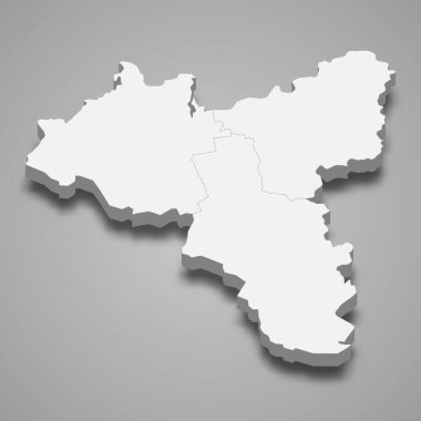 Valga ilçesinin 3d izometrik haritası Estonya 'nın gölgeli bir bölgesidir.