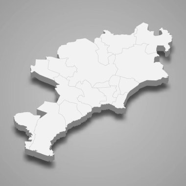 3d izometrik Jutiapa, Guatemala 'nın gölgeli bir vilayetidir.