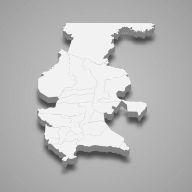 Kiş 'in 3d izometrik haritası, Guatemala' nın gölgeli bir vilayetidir.