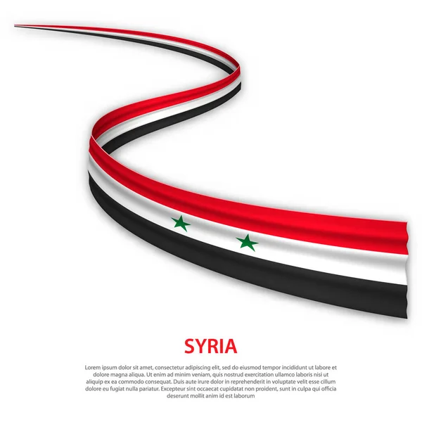Viftar Band Eller Banderoll Med Syriens Flagga Mall För Oberoende — Stock vektor