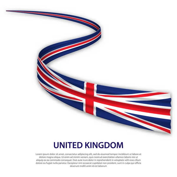 リボンや旗をイギリスの旗で振ってください 独立記念日ポスターデザインのテンプレート — ストックベクタ