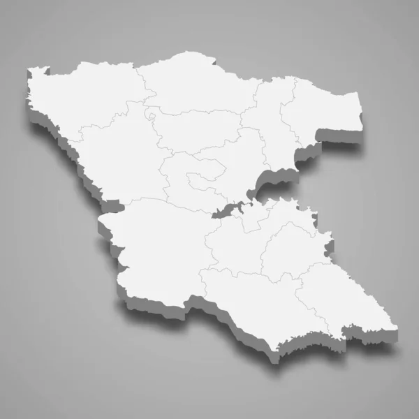 표시된 부르가스의 지도는 그림자와 고립된 불가리아의한 주이다 — 스톡 벡터
