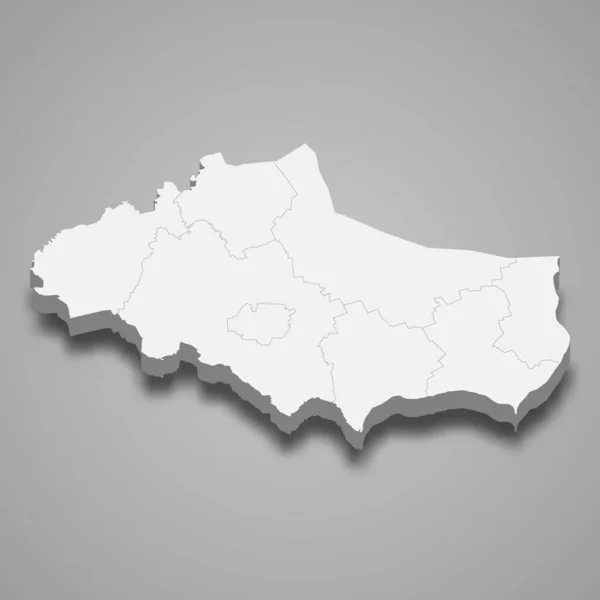 Mapa Isométrico Dobrich Uma Província Bulgária Isolada Com Sombra —  Vetores de Stock