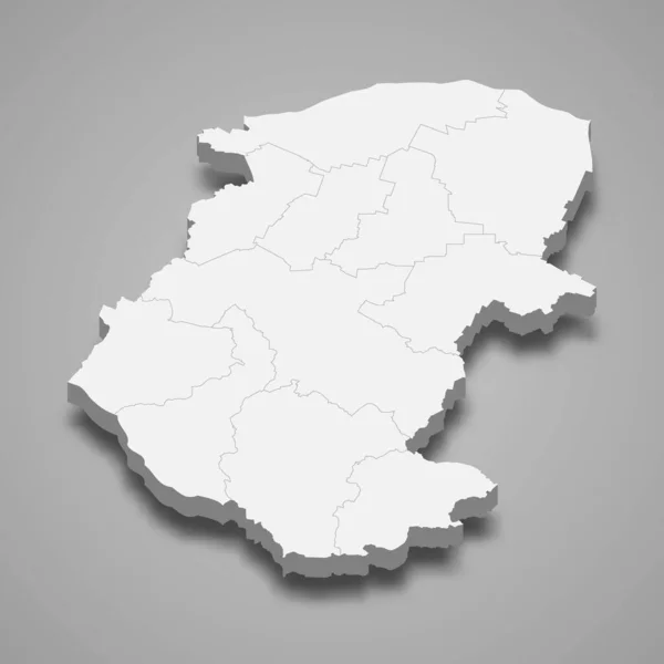 Isometrisk Karta Över Montana Provins Bulgarien Isolerad Med Skugga — Stock vektor
