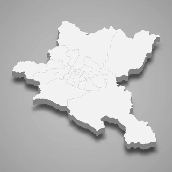 索菲亚市3D等距地图是保加利亚的一个省 与阴影隔离 — 图库矢量图片