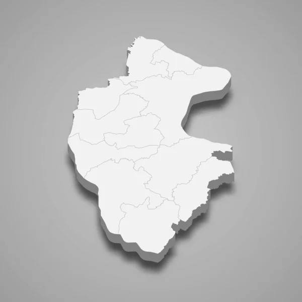 Mapa Isométrico Vidin Una Provincia Bulgaria Aislada Con Sombra — Vector de stock
