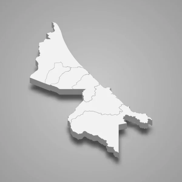 Mapa Isométrico Limón Una Provincia Costa Rica Aislada Con Sombra — Vector de stock