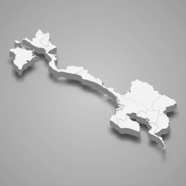 Mappa Isometrica Puntarenas Una Provincia Del Costa Rica Isolata Con — Vettoriale Stock