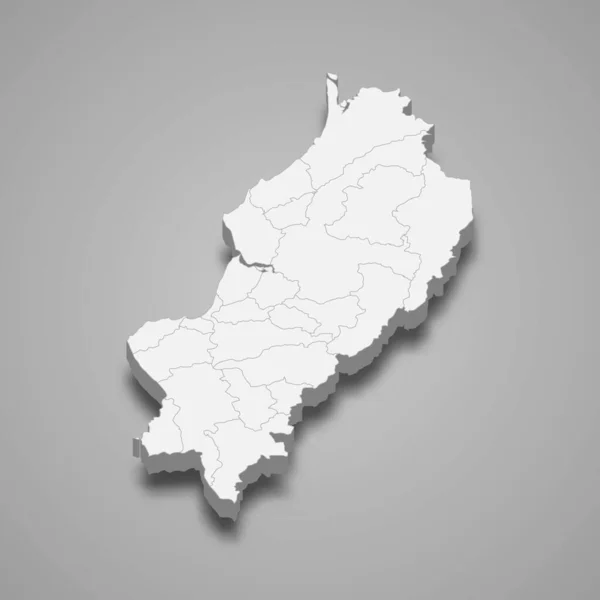 Mapa Isométrico Manabí Una Provincia Ecuador Aislada Con Sombra — Vector de stock