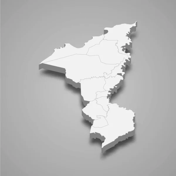Mapa Isométrico Cortes Una Provincia Honduras Aislada Con Sombra — Vector de stock