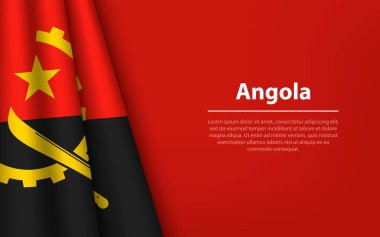 Angola 'nın telif uzayı arka planına sahip dalga bayrağı. Bağımsızlık Günü için bayrak veya kurdele vektör şablonu