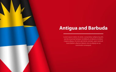 Antigua ve Barbuda 'nın telif uzayı arka planına sahip dalga bayrağı. Bağımsızlık Günü için bayrak veya kurdele vektör şablonu