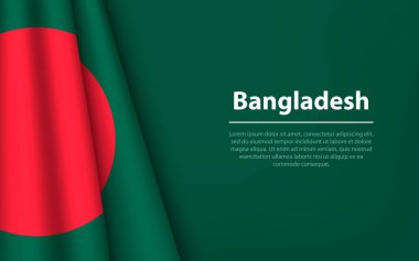 Telif alanı arka planına sahip Bangladeş 'in dalga bayrağı. Bağımsızlık Günü için bayrak veya kurdele vektör şablonu