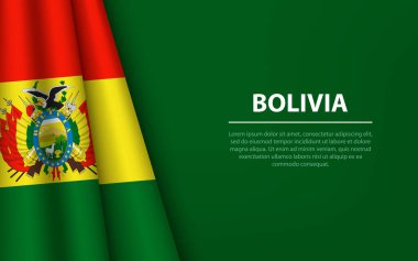 Telif uzayı arka planına sahip Bolivya bayrağı. Bağımsızlık Günü için bayrak veya kurdele vektör şablonu