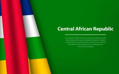 Orta Afrika Cumhuriyeti 'nin telif hakkı arka planına sahip dalga bayrağı. Bağımsızlık Günü için bayrak veya kurdele vektör şablonu