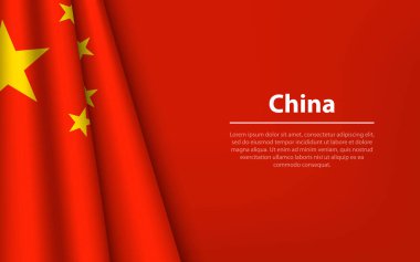 Telif uzayı arka planına sahip Çin bayrağı. Bağımsızlık Günü için bayrak veya kurdele vektör şablonu
