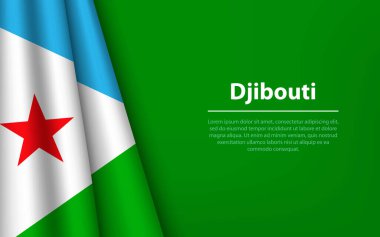 Djibouti 'nin telif alanı arka planına sahip dalga bayrağı. Bağımsızlık Günü için bayrak veya kurdele vektör şablonu