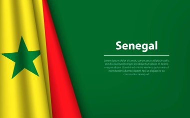 Senegal 'in telif uzayı arka planına sahip dalga bayrağı. Bağımsızlık Günü için bayrak veya kurdele vektör şablonu