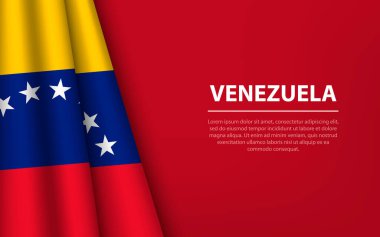 Venezuela 'nın telif uzayı arka planına sahip dalga bayrağı. Bağımsızlık Günü için bayrak veya kurdele vektör şablonu