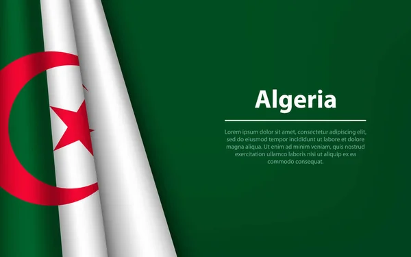 コピースペースの背景を持つアルジェリアの波旗 独立記念日のためのバナーまたはリボンベクトルテンプレート — ストックベクタ