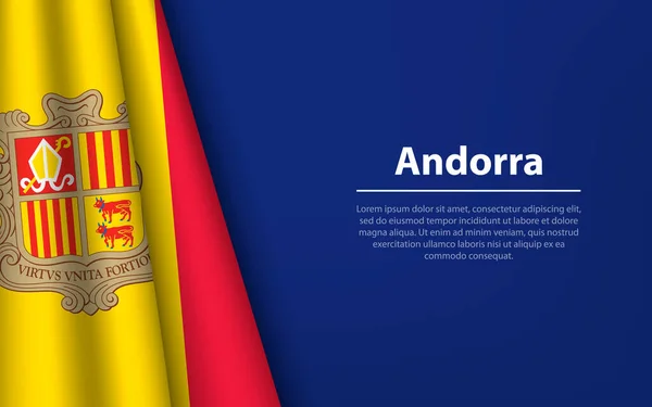 Wave Flagga Andorra Med Copyspace Bakgrund Banner Eller Band Vektor — Stock vektor