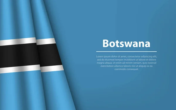 Bandera Ondulada Botswana Con Fondo Copyspace Plantilla Vector Banner Cinta — Vector de stock