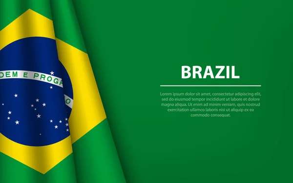 Wave Flag Brazil Copyspace Background Banner Ribbon Vector Template Independence — Stock Vector